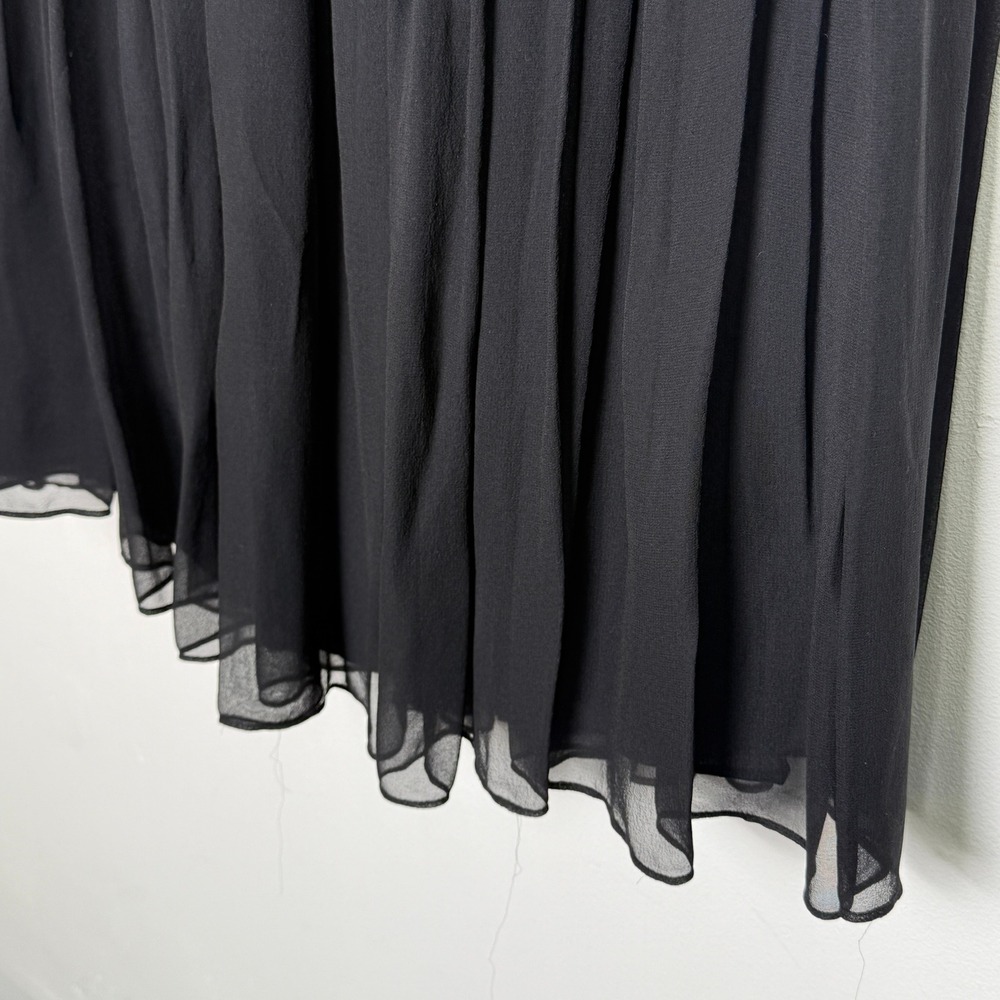St. John Black Chiffon Pleated Midi‎ Skirt Size 4 - Picture 5 of 8